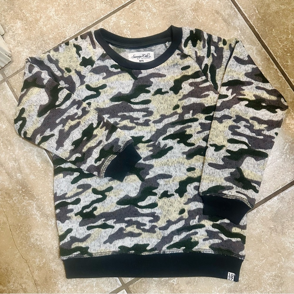 Sovereign Code Boys 5 Soft and Cozy Neutral Camo Sweater